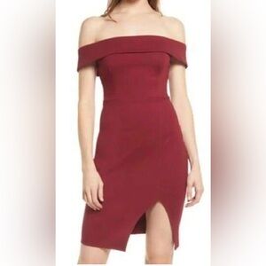 LULUS Way Of Love Off The Shoulder Sheath Dress In Wine Red